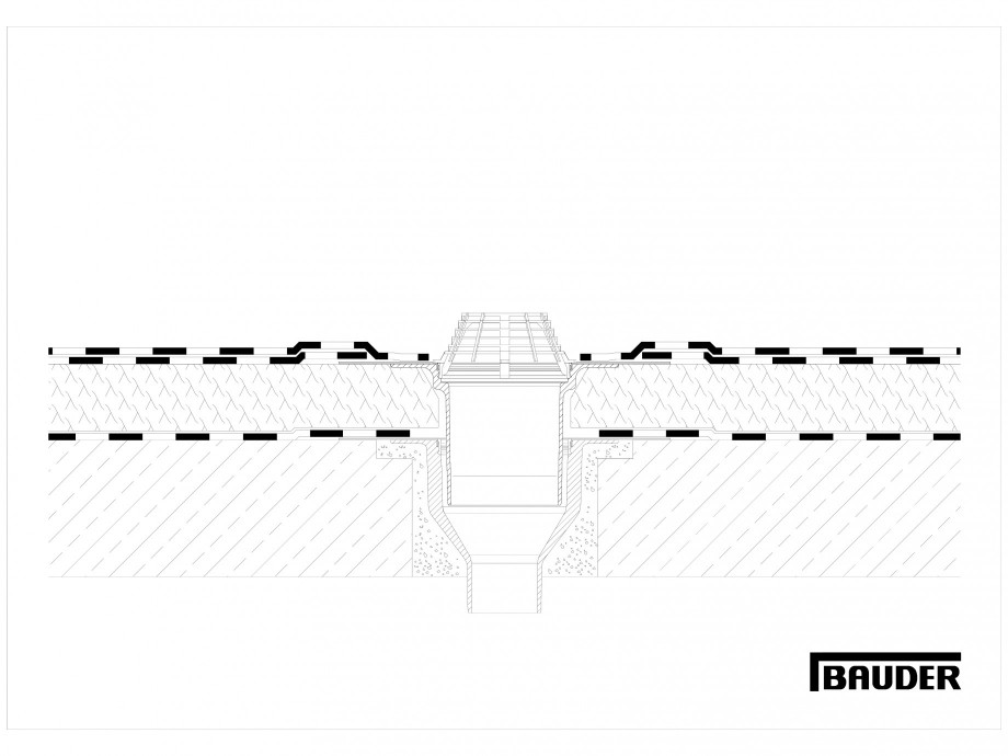 Pagina 1-CAD-DWG Termoizolatie din spuma poliuretanica - Racord la rigola BAUDER Detaliu de montaj 