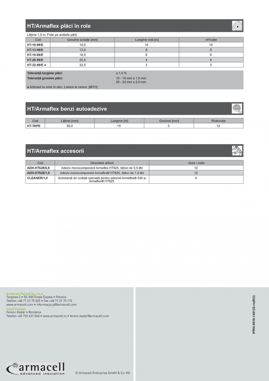Pagina 4-Izolatie elastomerica flexibila pentru sisteme de incalzire ARMACELL Armaflex HT Fisa tehnica Romana...