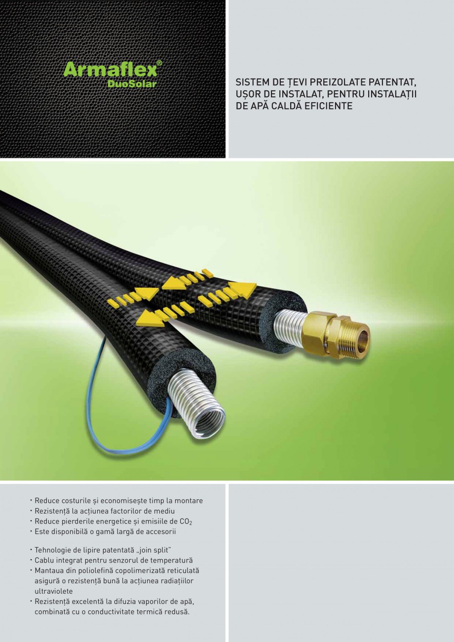 Pagina 1-Sistem de tevi preizolate cu cauciuc elastomeric ARMACELL Armaflex DuoSolar Fisa tehnica Romana...