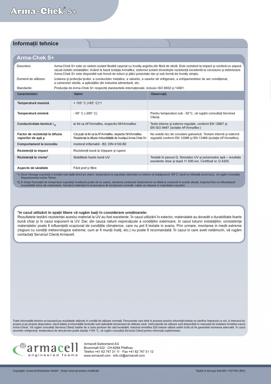 Pagina 4-Izolatie din elastomer cu aluminiu ARMACELL Arma-Check S+ Fisa tehnica Romana 159

170,0-176,0

16,0...
