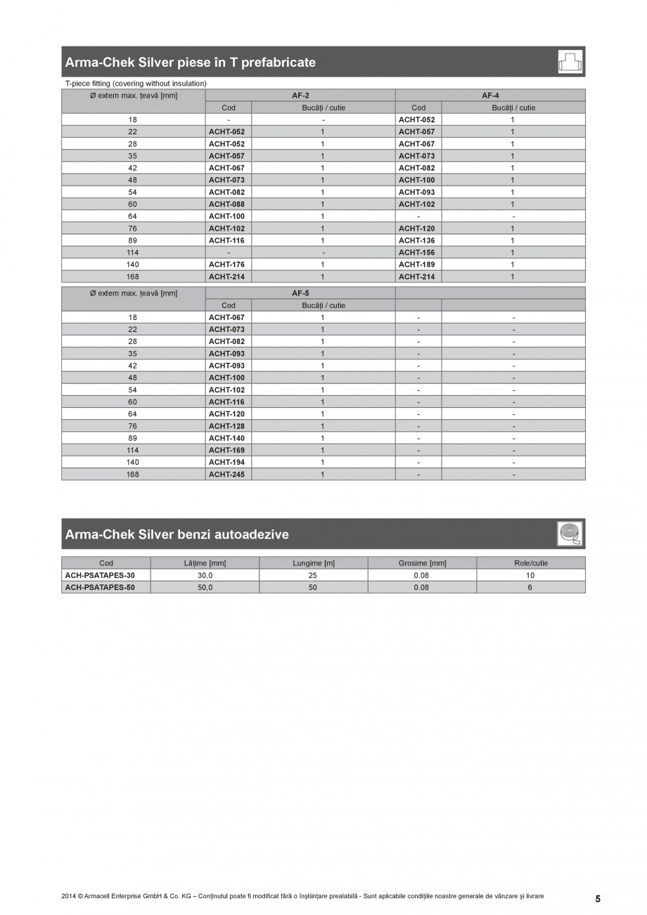 Pagina 5-Izolatie din elastomer cu protectie din metal ARMACELL Arma-Check Silver Fisa tehnica Romana izată
...