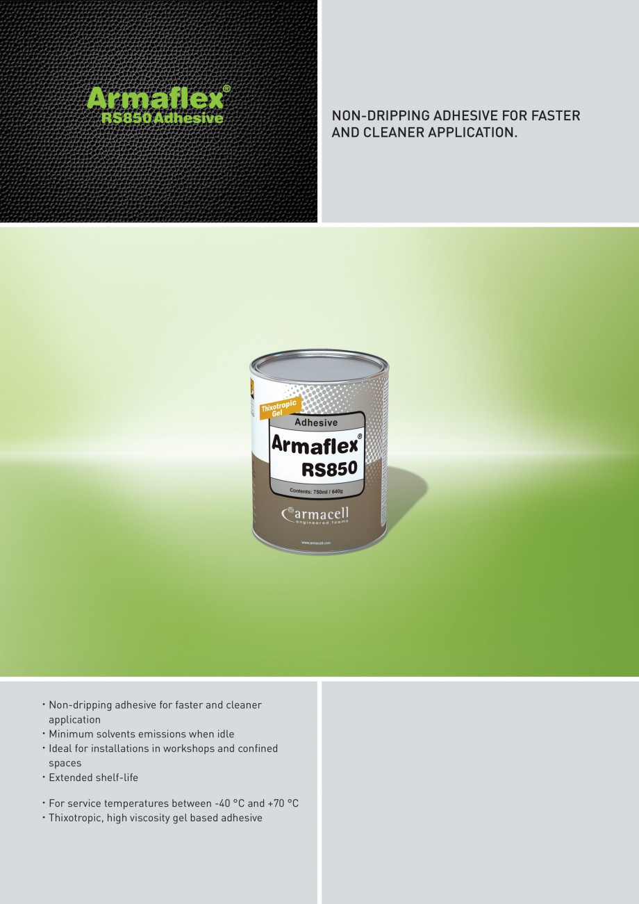 Pagina 1-Adeziv gel pentru elastomer ARMACELL Armaflex RS850 Fisa tehnica Romana NON-DRIPPING ADHESIVE FOR...