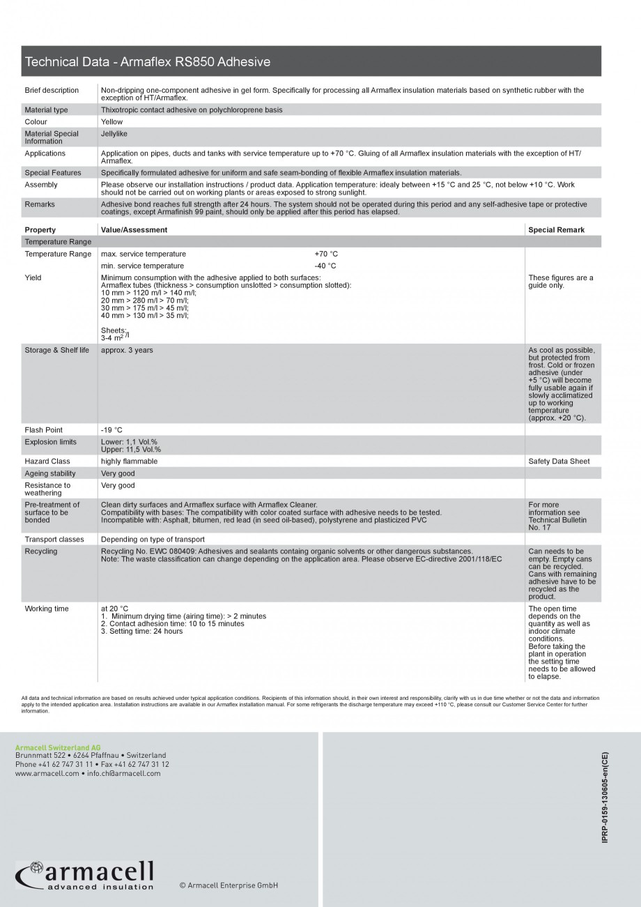 Pagina 2-Adeziv gel pentru elastomer ARMACELL Armaflex RS850 Fisa tehnica Romana d adhesive for uniform and...