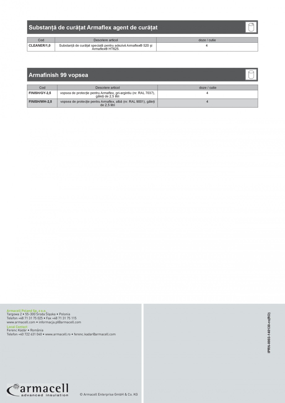 Pagina 8-Scule si accesorii pentru produsele Armaflex ARMACELL Armaflex HT625, ARMAFLEX 520, Armaflex...