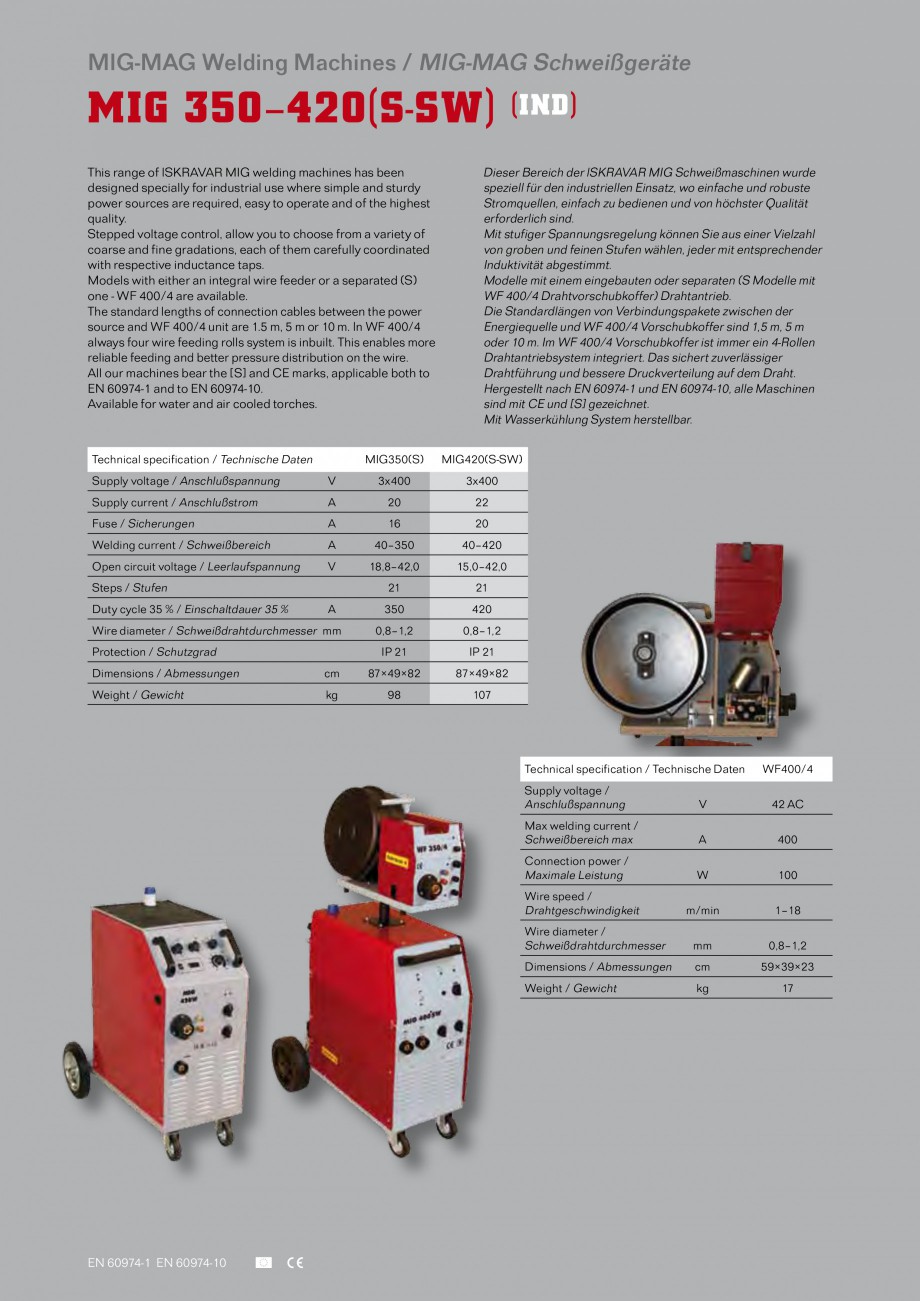 Pagina 1-Aparate de sudura MIG Iskra VARJENJE Catalog, brosura Engleza, Germana MIG-MAG Welding Machines /...