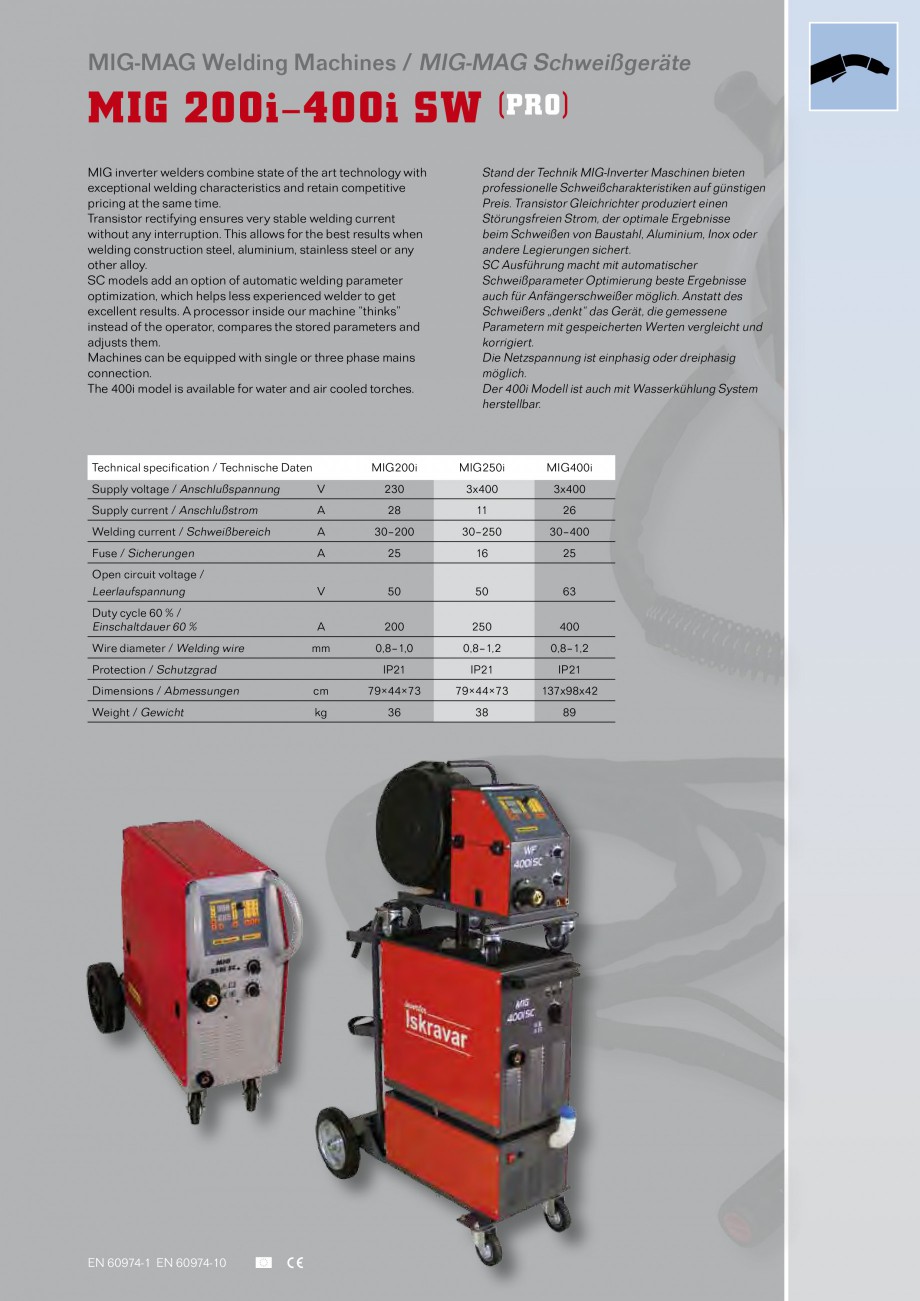 Pagina 13-Aparate de sudura MIG Iskra VARJENJE MIG 150, MIG 170, MIG 200 B, MIG 200, MIG 210 L Catalog,...