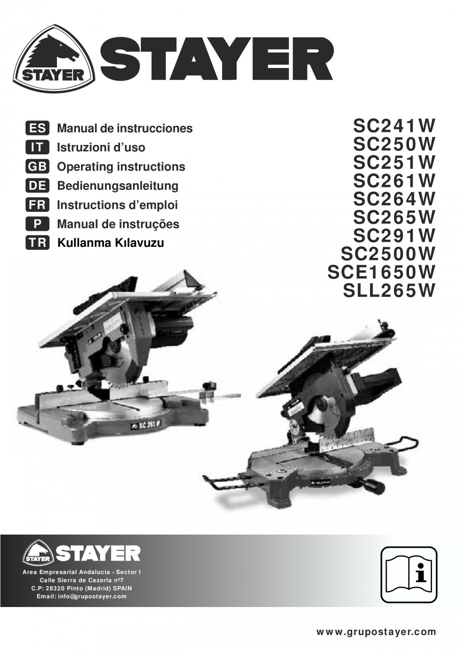 Pagina 2-Fierastraie circulare cu masa - Manual STAYER SC 265 W Instructiuni montaj, utilizare Spaniola,...