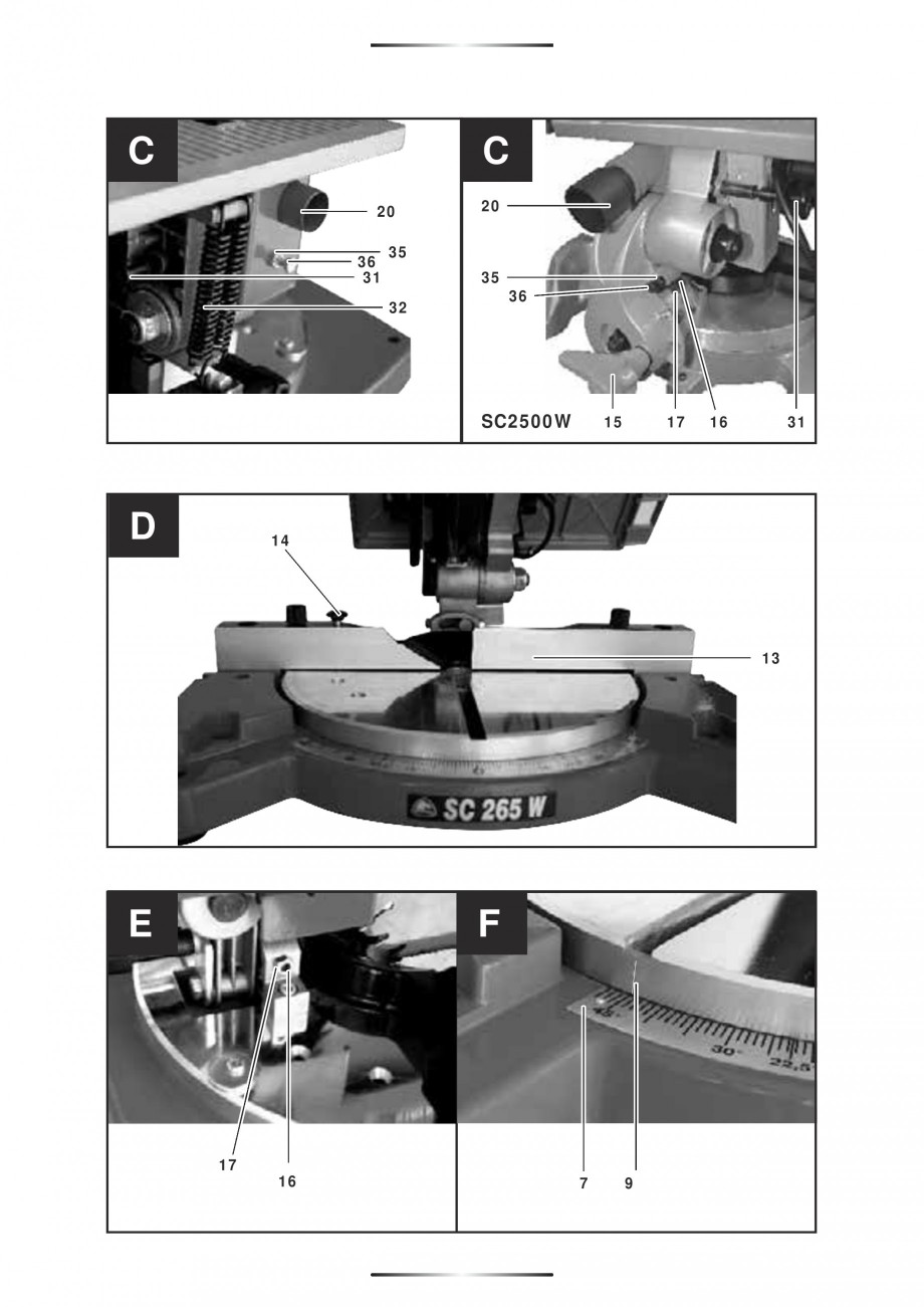 Pagina 6-Fierastraie circulare cu masa - Manual STAYER SC 265 W Instructiuni montaj, utilizare Spaniola,...