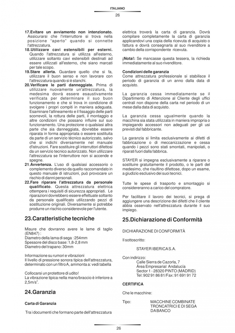 Pagina 37-Fierastraie circulare cu masa - Manual STAYER SC 265 W Instructiuni montaj, utilizare Spaniola,...