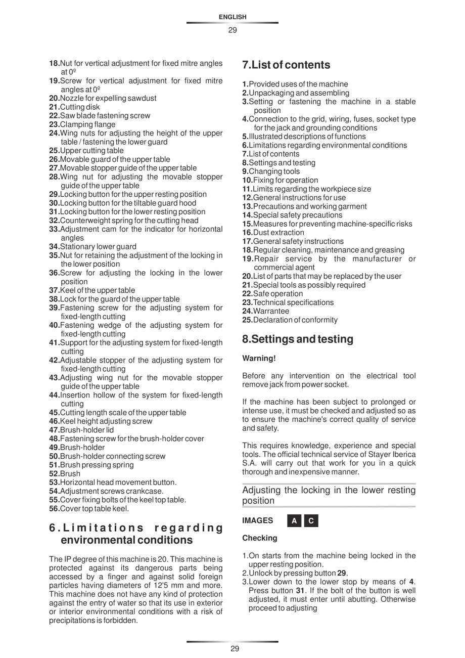 Pagina 40-Fierastraie circulare cu masa - Manual STAYER SC 265 W Instructiuni montaj, utilizare Spaniola,...