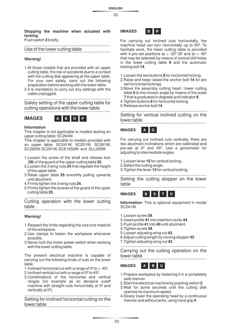 Pagina 44-Fierastraie circulare cu masa - Manual STAYER SC 265 W Instructiuni montaj, utilizare Spaniola,...