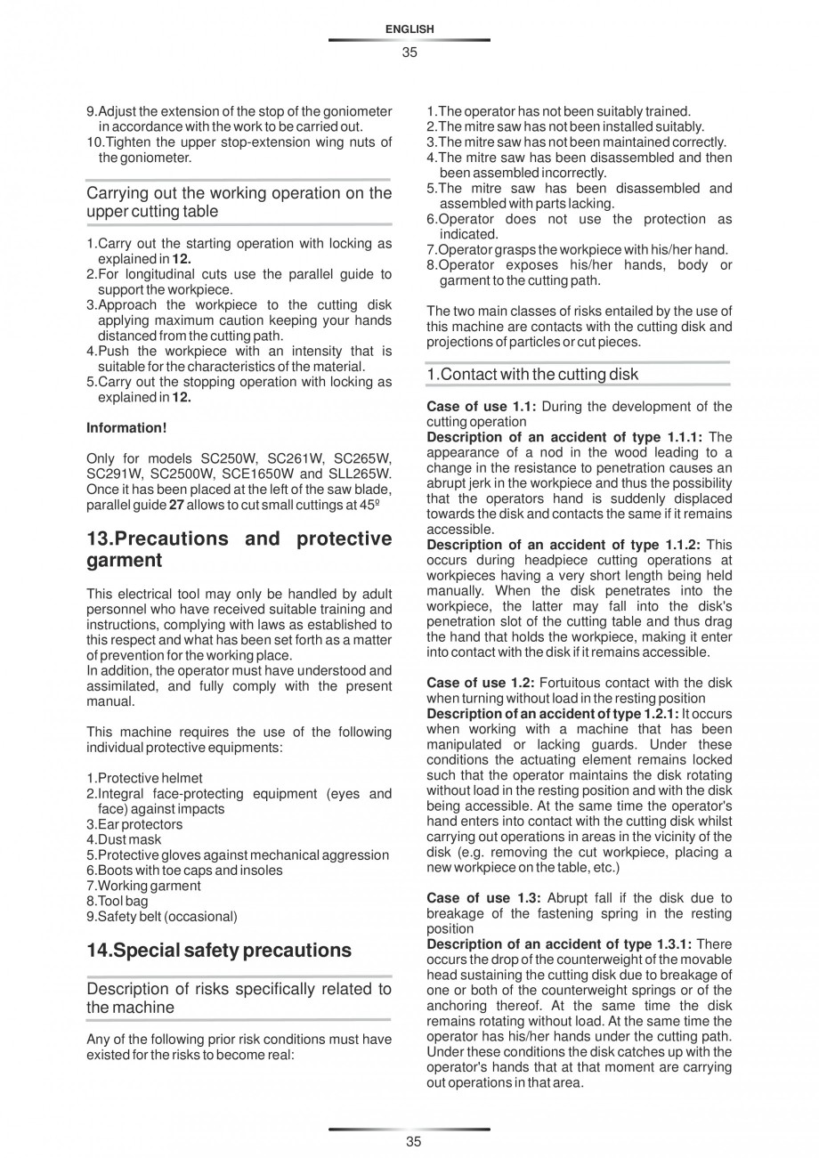 Pagina 46-Fierastraie circulare cu masa - Manual STAYER SC 265 W Instructiuni montaj, utilizare Spaniola,...