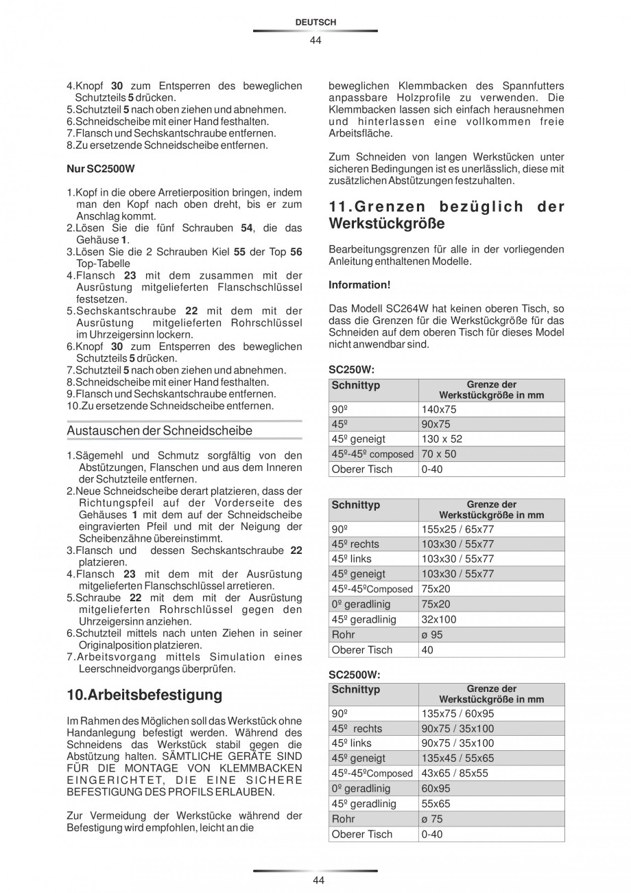 Pagina 55-Fierastraie circulare cu masa - Manual STAYER SC 265 W Instructiuni montaj, utilizare Spaniola,...