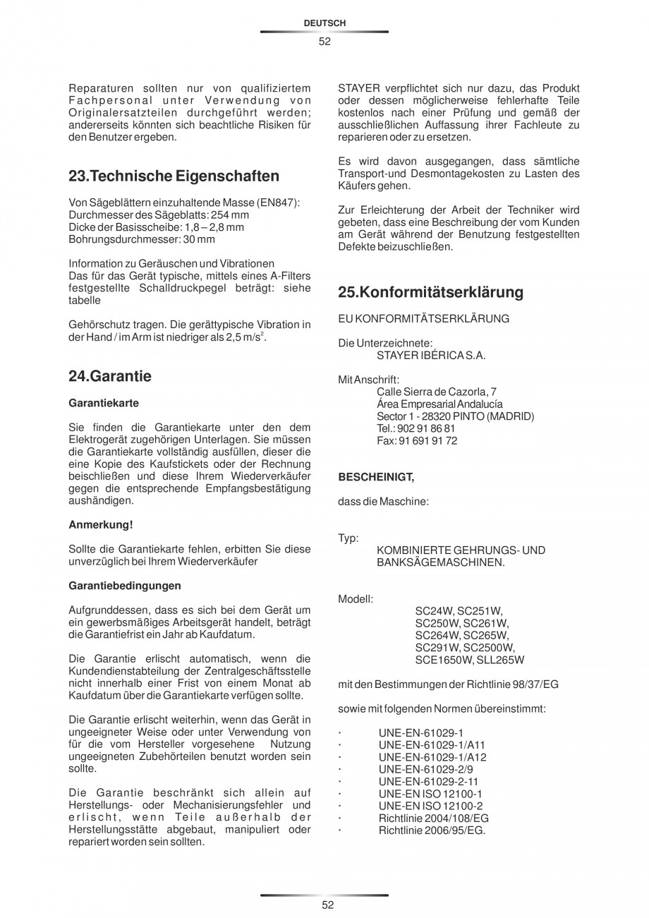 Pagina 63-Fierastraie circulare cu masa - Manual STAYER SC 265 W Instructiuni montaj, utilizare Spaniola,...