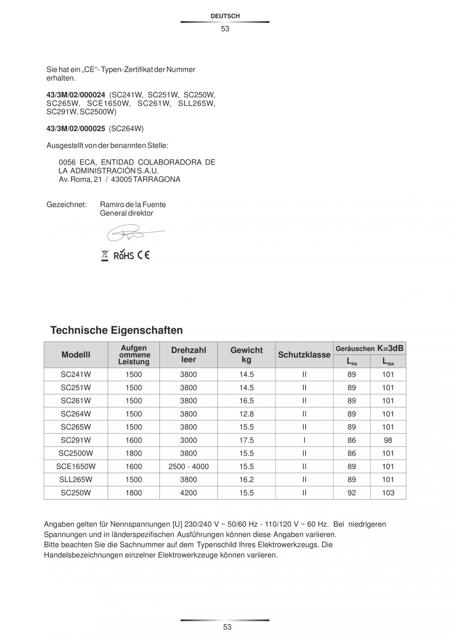 Pagina 64-Fierastraie circulare cu masa - Manual STAYER SC 265 W Instructiuni montaj, utilizare Spaniola,...