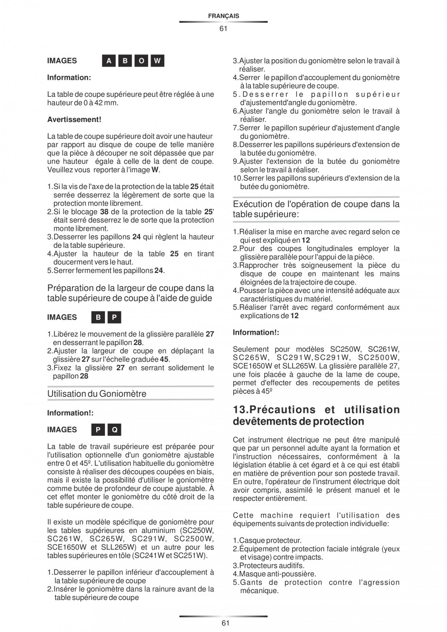 Pagina 72-Fierastraie circulare cu masa - Manual STAYER SC 265 W Instructiuni montaj, utilizare Spaniola,...