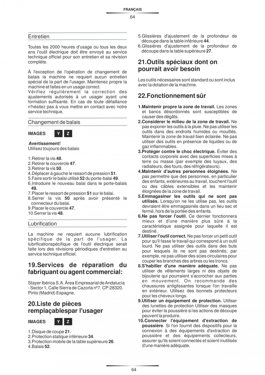 Pagina 75-Fierastraie circulare cu masa - Manual STAYER SC 265 W Instructiuni montaj, utilizare Spaniola,...
