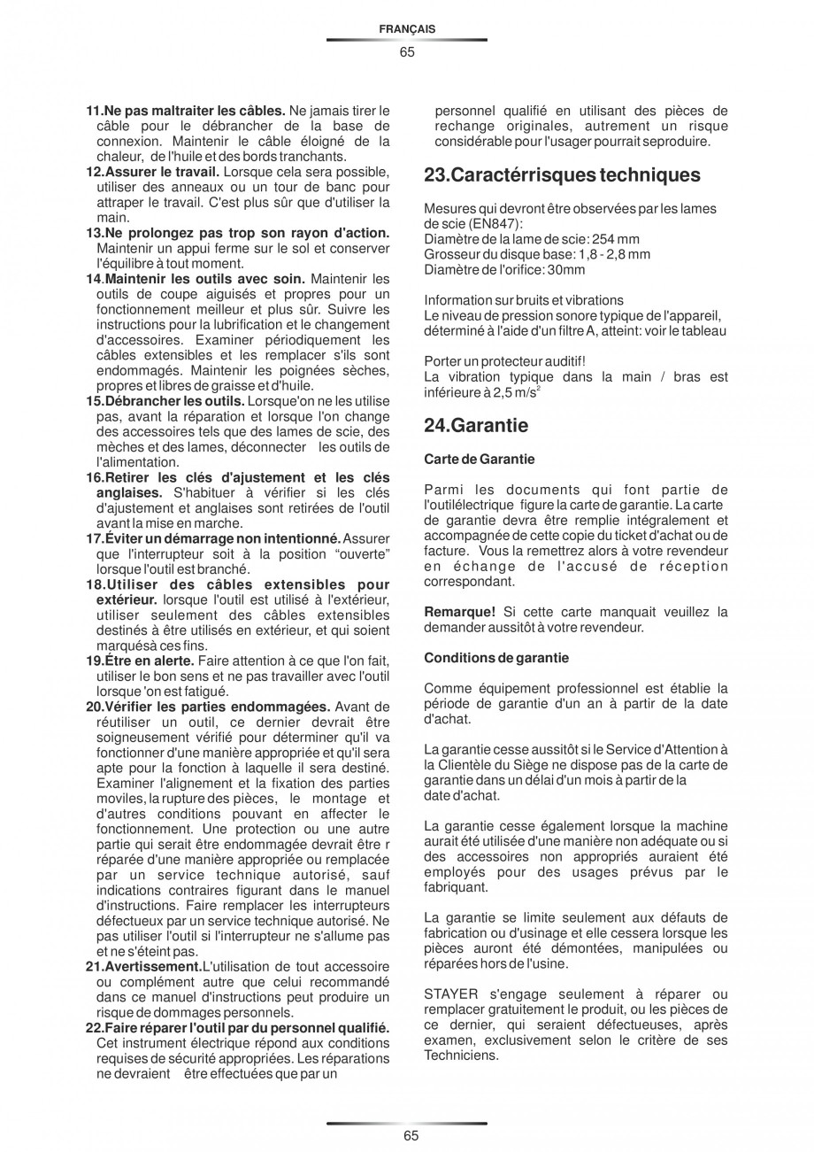 Pagina 76-Fierastraie circulare cu masa - Manual STAYER SC 265 W Instructiuni montaj, utilizare Spaniola,...