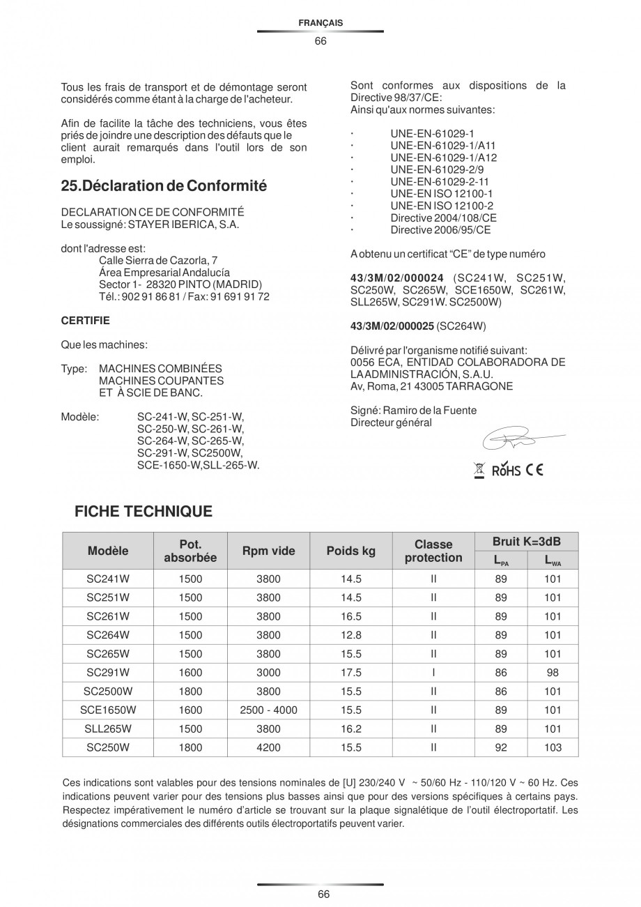 Pagina 77-Fierastraie circulare cu masa - Manual STAYER SC 265 W Instructiuni montaj, utilizare Spaniola,...
