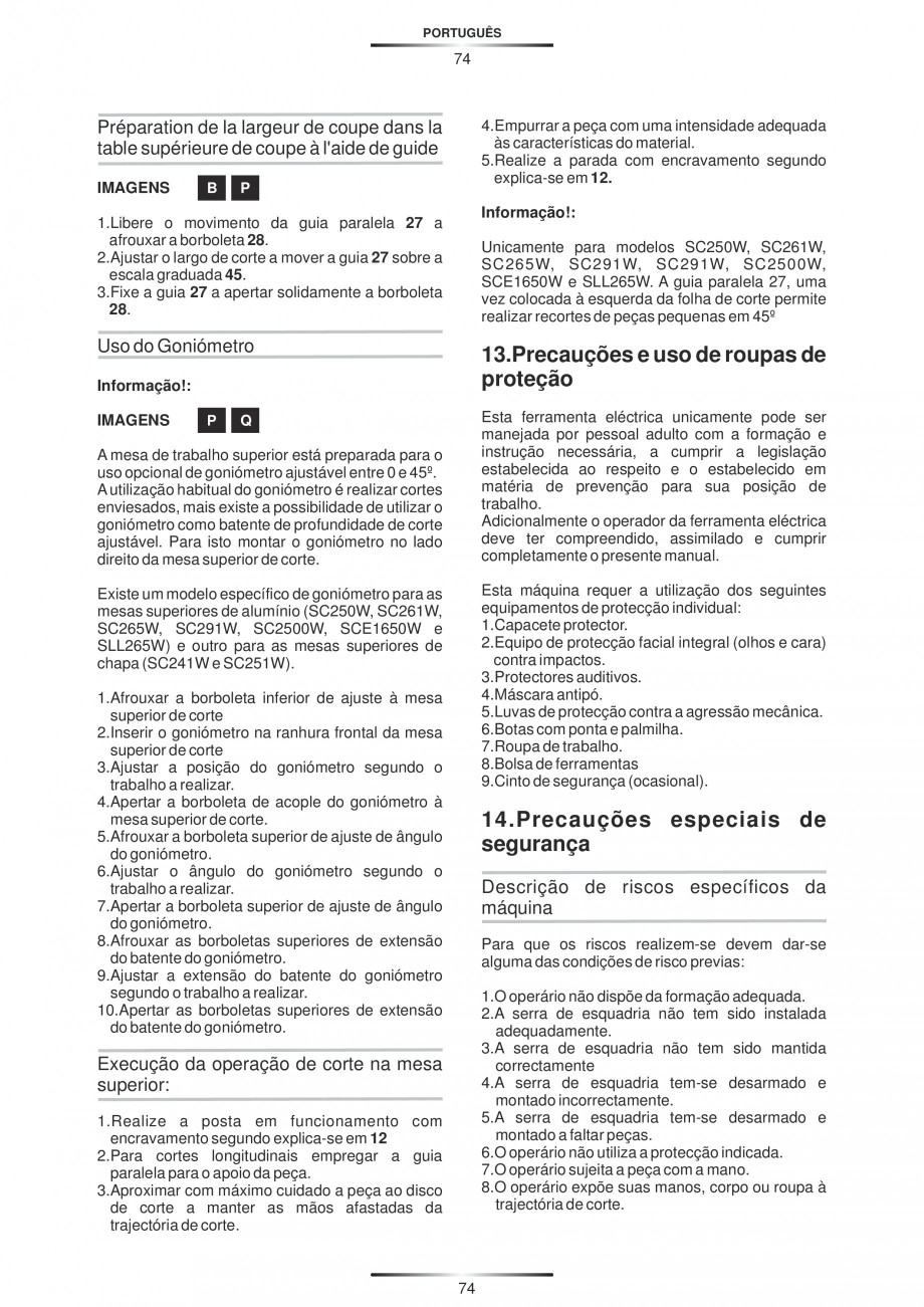 Pagina 85-Fierastraie circulare cu masa - Manual STAYER SC 265 W Instructiuni montaj, utilizare Spaniola,...