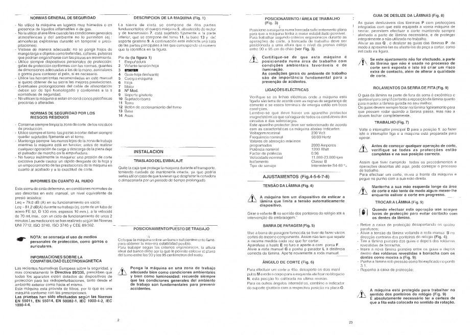 Pagina 4-Fierastrau cu banda continua 1470x13x0.65 mm, motor prin inductie 0,5 CP - Manual STAYER SN 1470...