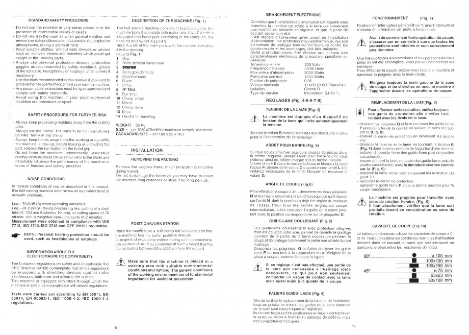 Pagina 8-Fierastrau cu banda continua 1470x13x0.65 mm, motor prin inductie 0,5 CP - Manual STAYER SN 1470...