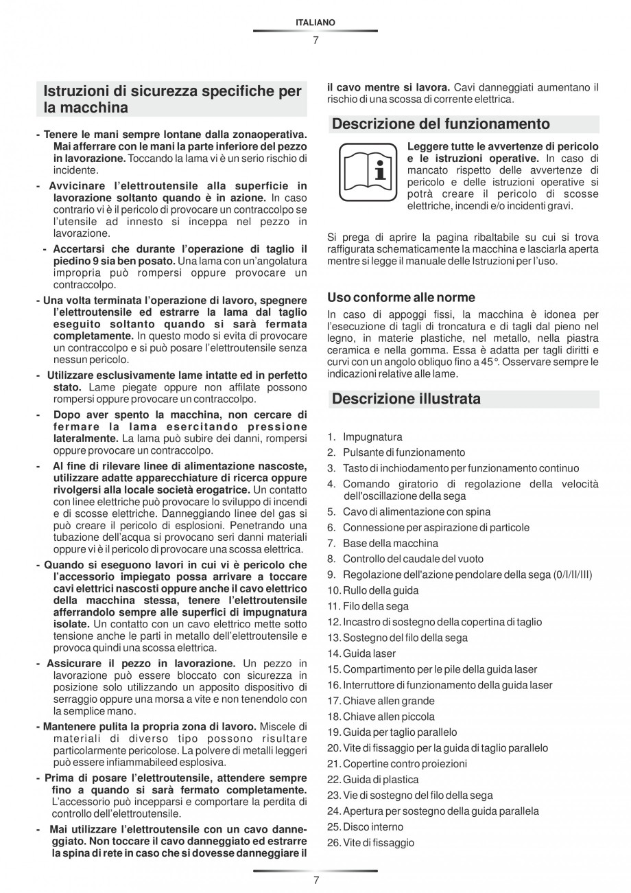 Pagina 12-Fierastraie electrice - Manual utilizare STAYER S 110PE, JS 80 PE Instructiuni montaj, utilizare...