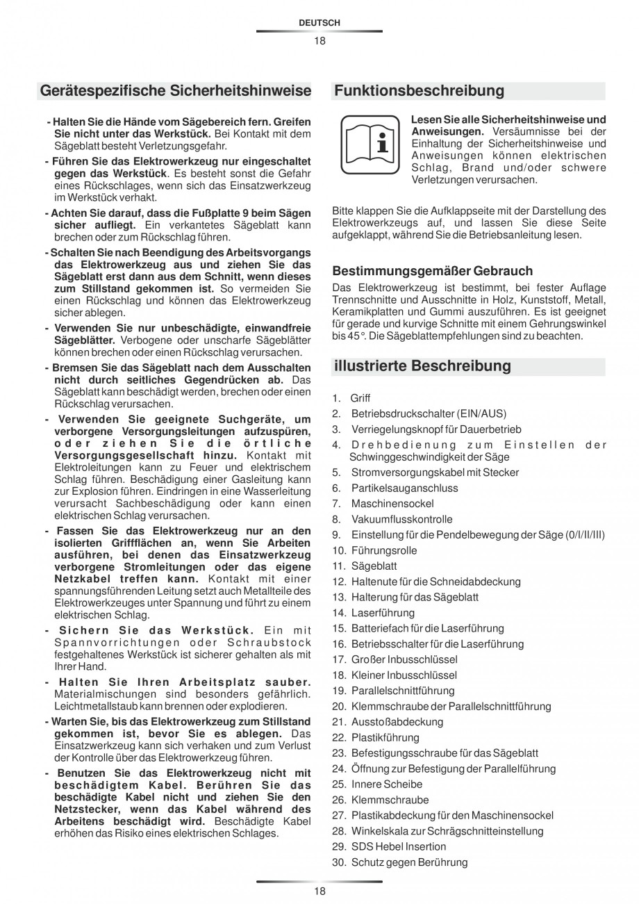 Pagina 23-Fierastraie electrice - Manual utilizare STAYER S 110PE, JS 80 PE Instructiuni montaj, utilizare...