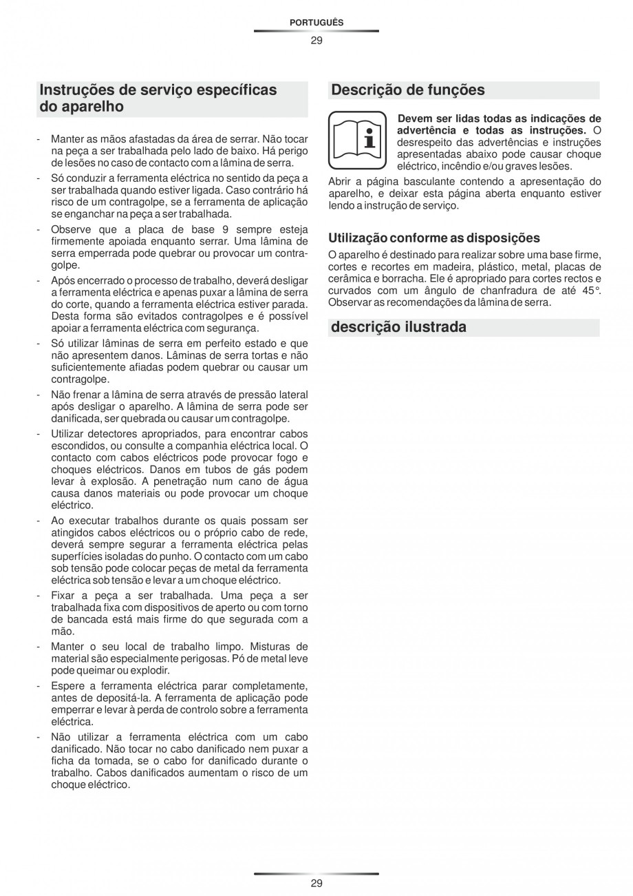 Pagina 34-Fierastraie electrice - Manual utilizare STAYER S 110PE, JS 80 PE Instructiuni montaj, utilizare...