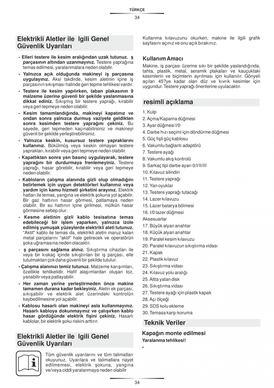 Pagina 39-Fierastraie electrice - Manual utilizare STAYER S 110PE, JS 80 PE Instructiuni montaj, utilizare...