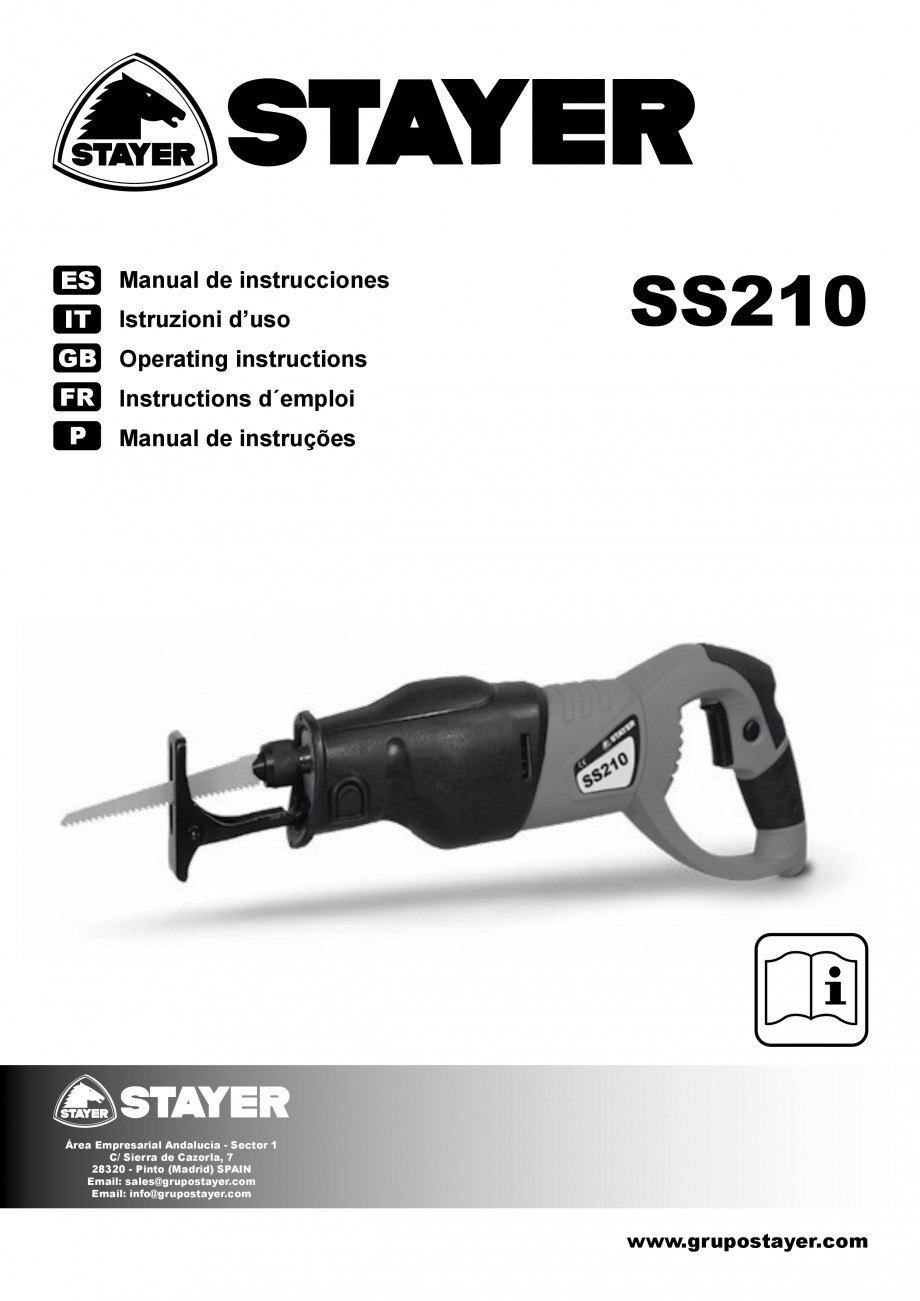 Pagina 1 - Fierastrau sabie 850 W - Manual utilizare STAYER SS 210  Instructiuni montaj, utilizare...