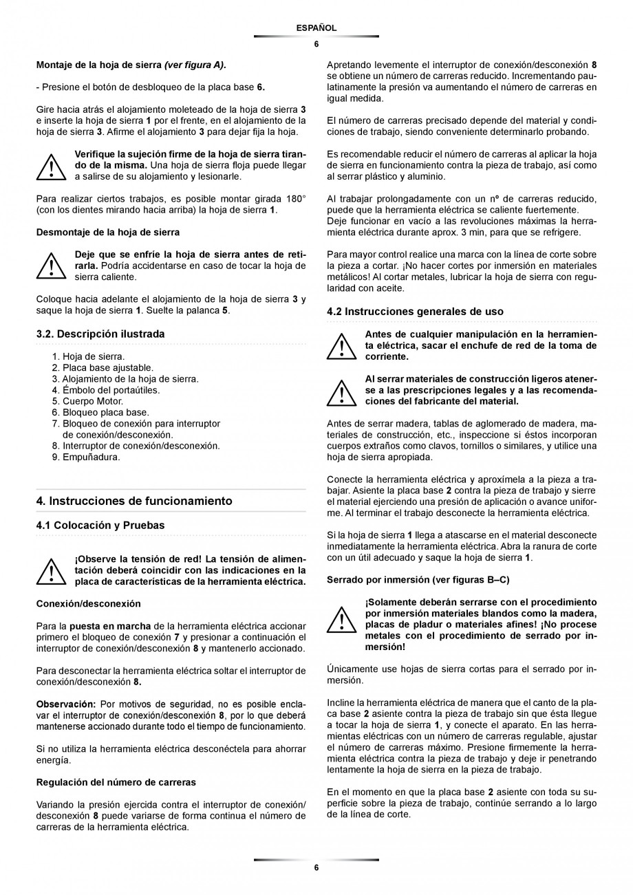 Pagina 6-Fierastrau sabie 850 W - Manual utilizare STAYER SS 210  Instructiuni montaj, utilizare Engleza,...