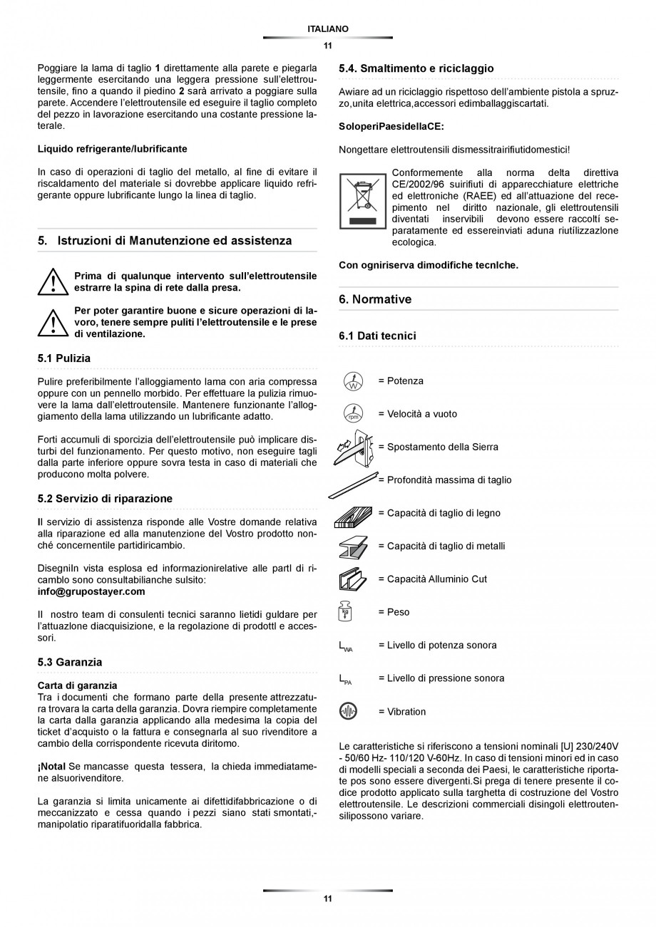 Pagina 11-Fierastrau sabie 850 W - Manual utilizare STAYER SS 210  Instructiuni montaj, utilizare Engleza,...