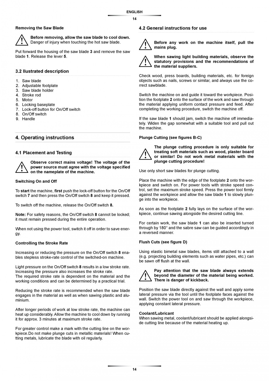 Pagina 14-Fierastrau sabie 850 W - Manual utilizare STAYER SS 210  Instructiuni montaj, utilizare Engleza,...