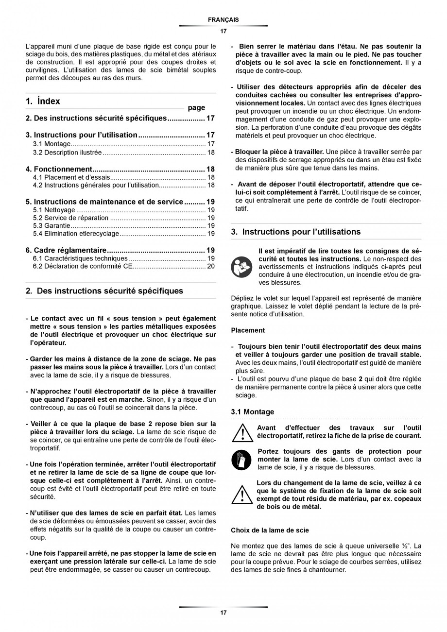 Pagina 17-Fierastrau sabie 850 W - Manual utilizare STAYER SS 210  Instructiuni montaj, utilizare Engleza,...