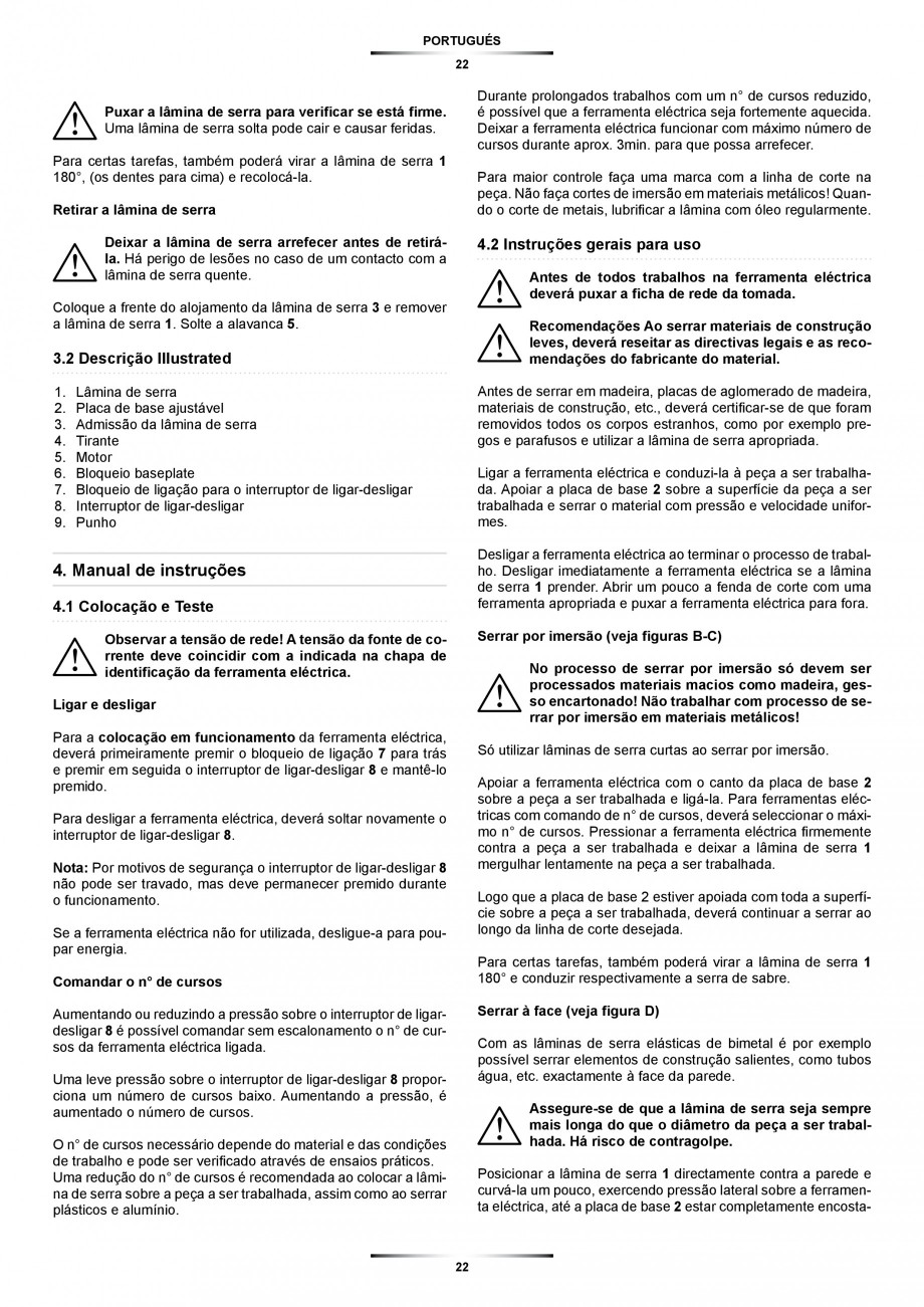 Pagina 22-Fierastrau sabie 850 W - Manual utilizare STAYER SS 210  Instructiuni montaj, utilizare Engleza,...