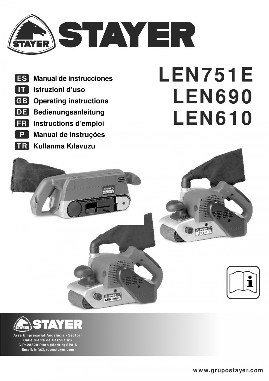 Pagina 1-Slefuitoare cu banda continua 900 W si 1200 W - Manual STAYER LEN 751 E, LEN 610 Instructiuni montaj...