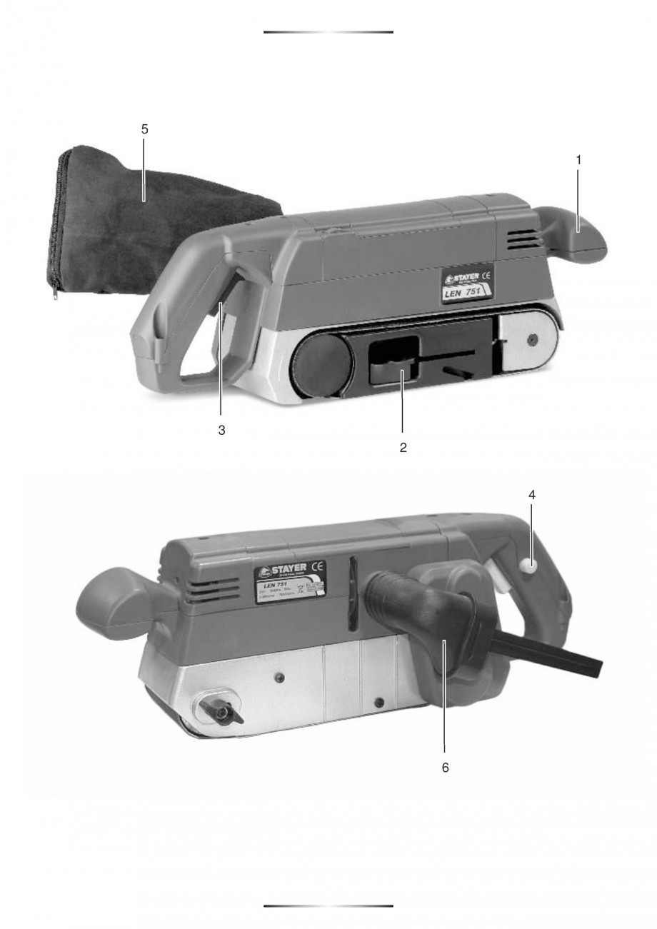 Pagina 4-Slefuitoare cu banda continua 900 W si 1200 W - Manual STAYER LEN 751 E, LEN 610 Instructiuni montaj...