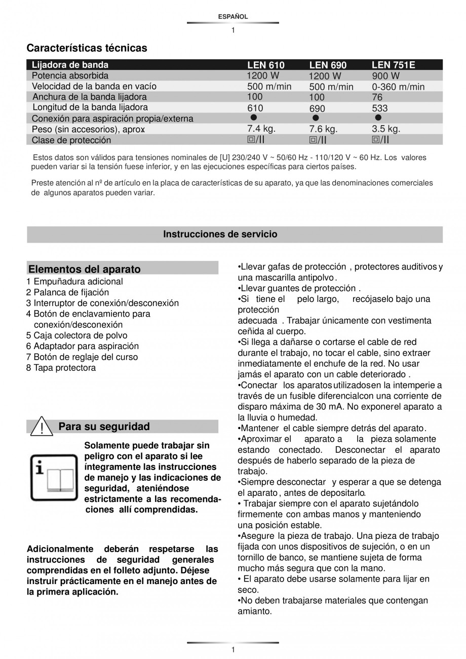Pagina 5-Slefuitoare cu banda continua 900 W si 1200 W - Manual STAYER LEN 751 E, LEN 610 Instructiuni montaj...