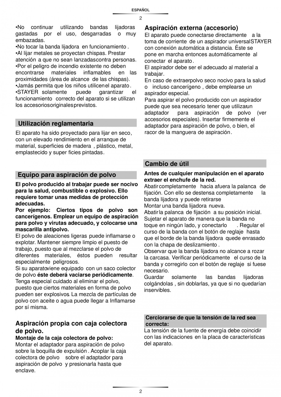 Pagina 6-Slefuitoare cu banda continua 900 W si 1200 W - Manual STAYER LEN 751 E, LEN 610 Instructiuni montaj...