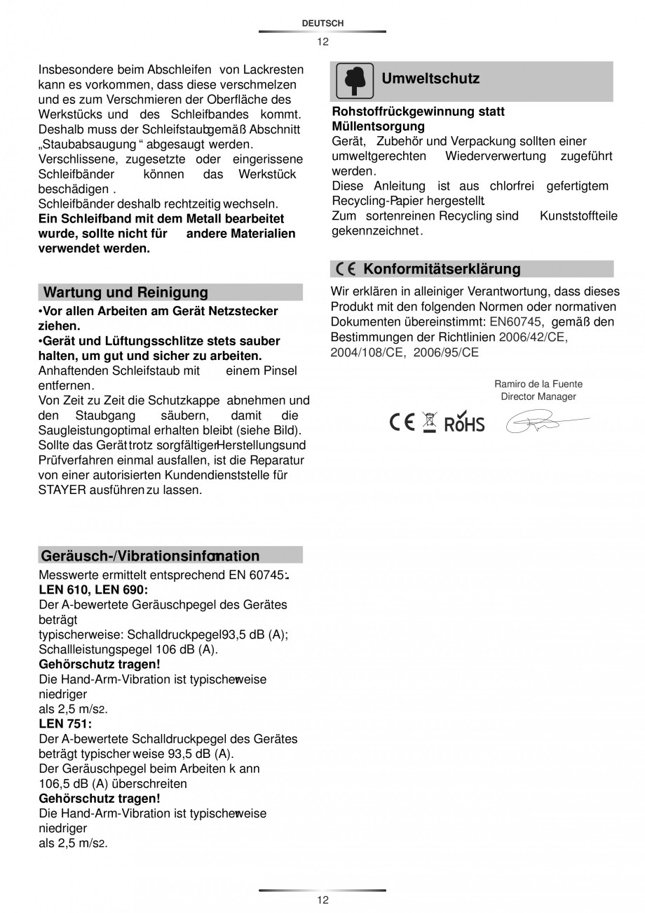 Pagina 16-Slefuitoare cu banda continua 900 W si 1200 W - Manual STAYER LEN 751 E, LEN 610 Instructiuni montaj...