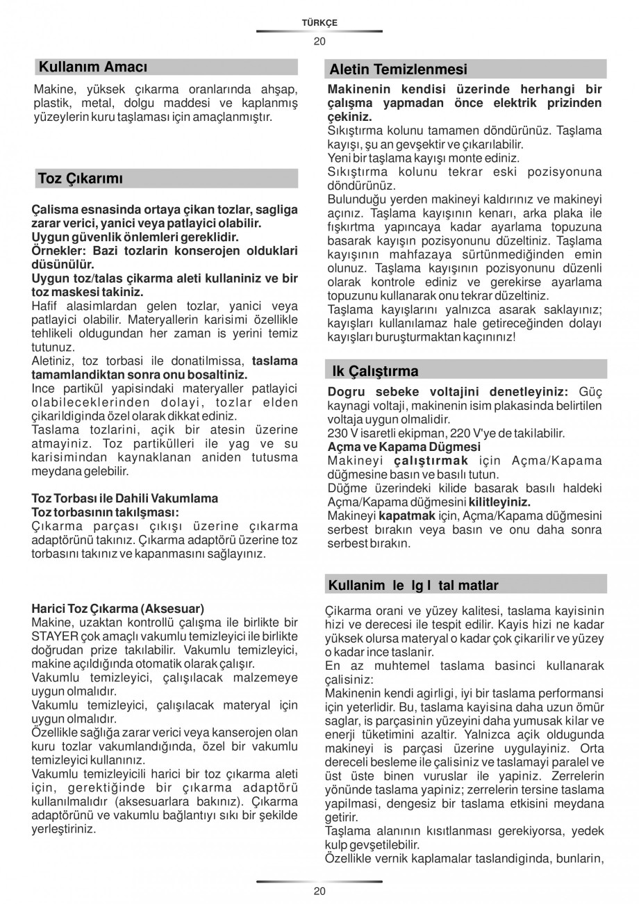 Pagina 24-Slefuitoare cu banda continua 900 W si 1200 W - Manual STAYER LEN 751 E, LEN 610 Instructiuni montaj...