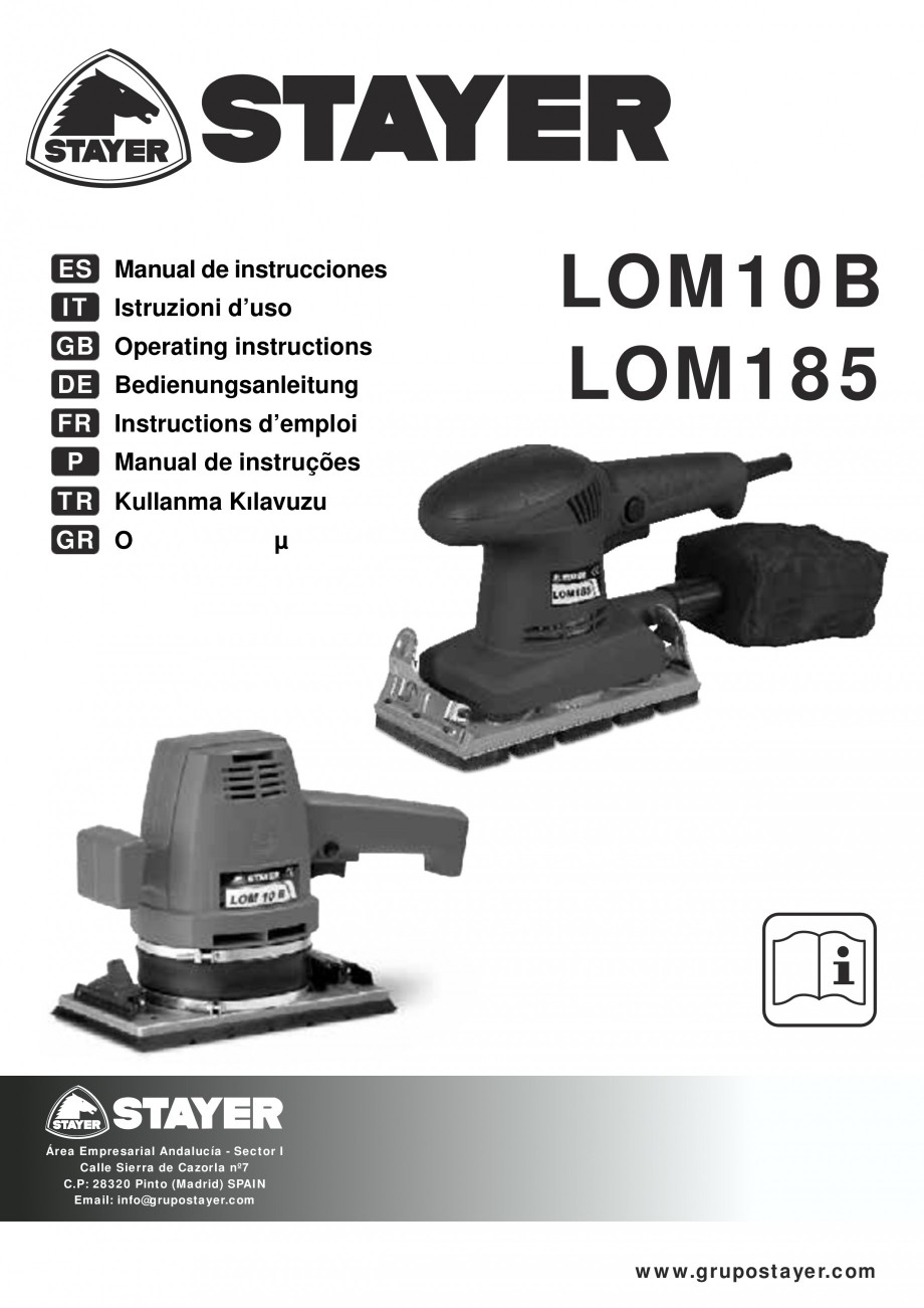 Pagina 1-Slefuitoare orbitale 200 W si 300 W - Manual STAYER LOM 185, LOM 10 B Instructiuni montaj, utilizare...