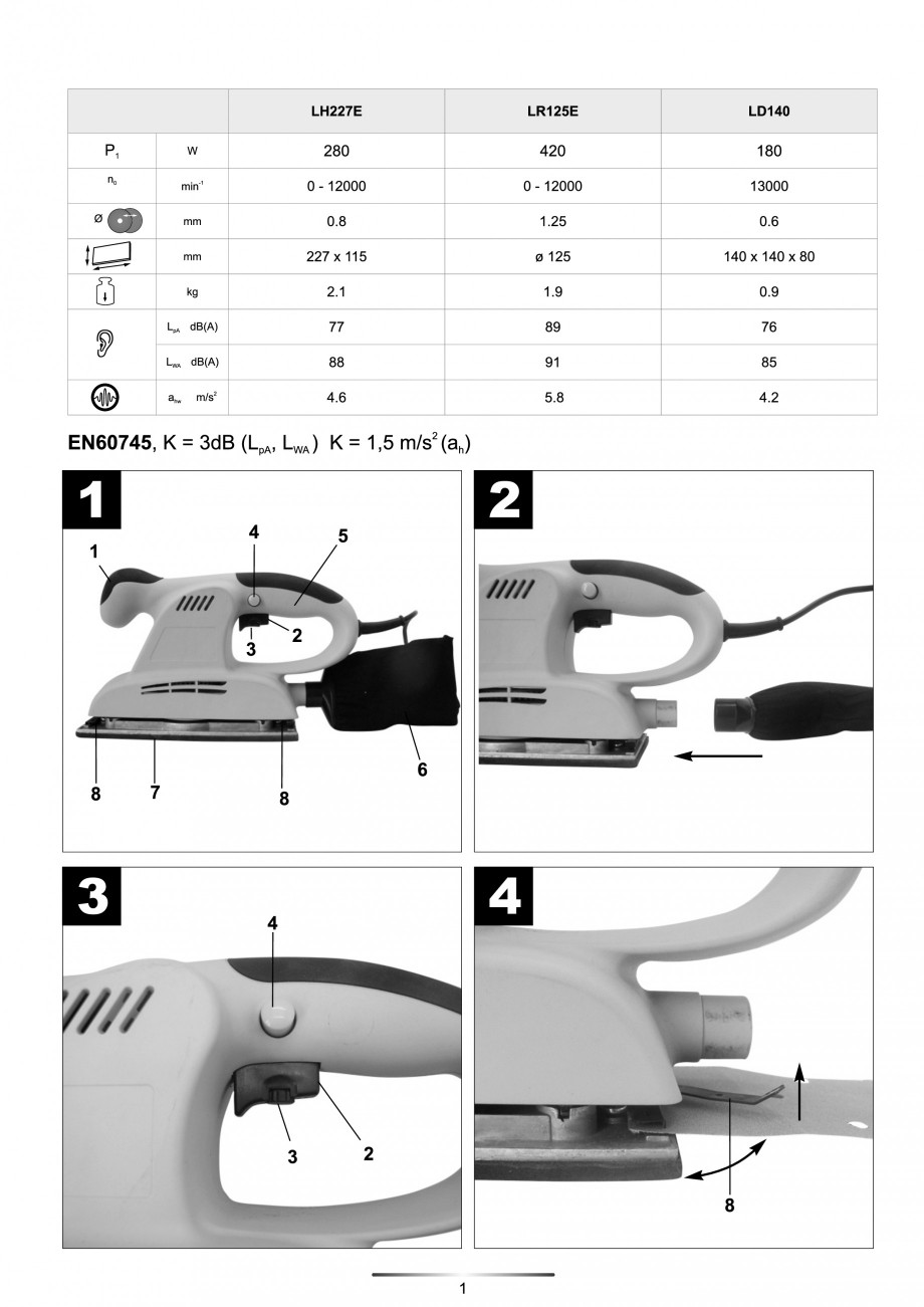 Pagina 2-Slefuitor Delta 180 W - Manual STAYER LD 140 Instructiuni montaj, utilizare Engleza, Germana,...