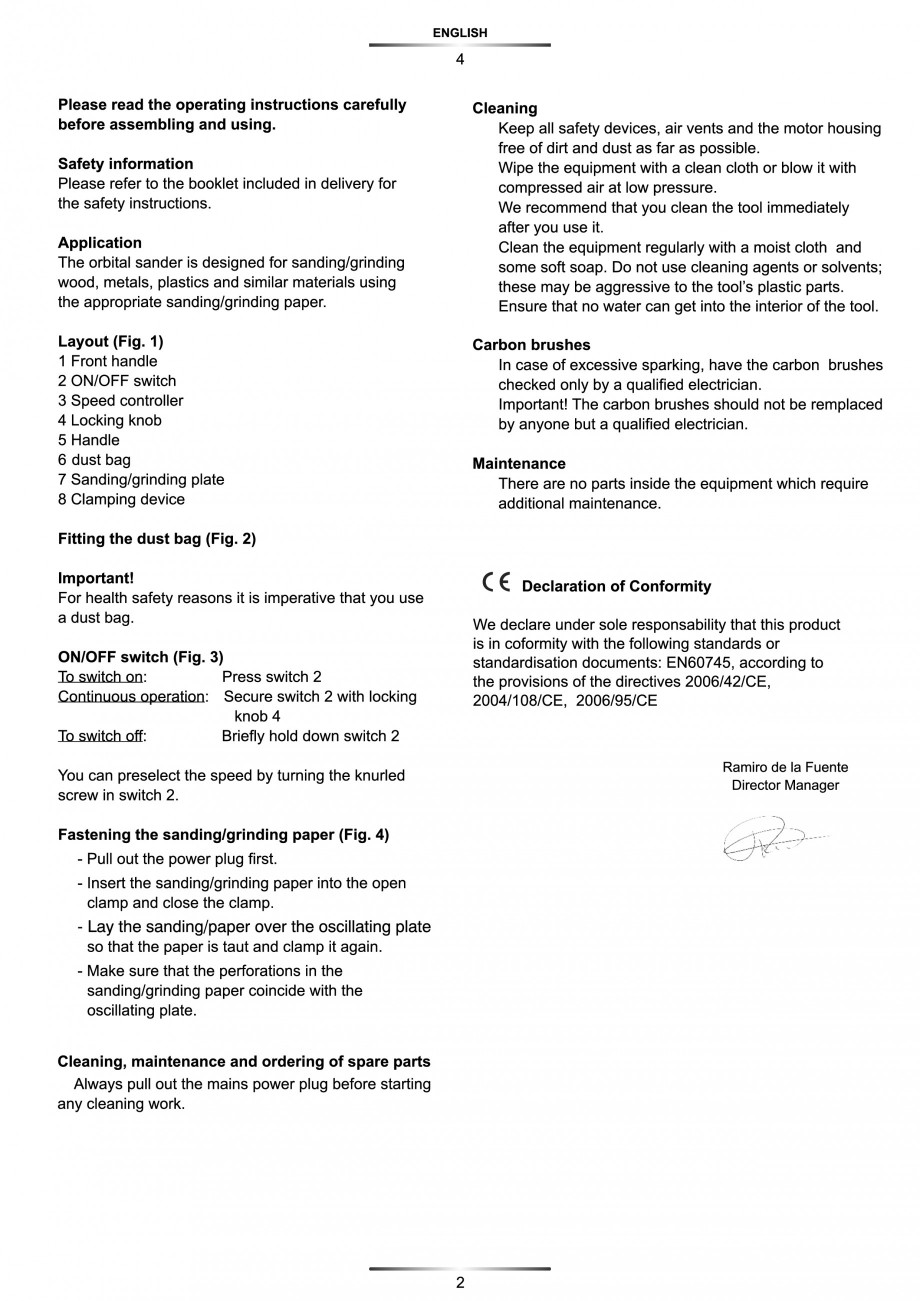 Pagina 5-Slefuitor Delta 180 W - Manual STAYER LD 140 Instructiuni montaj, utilizare Engleza, Germana,...