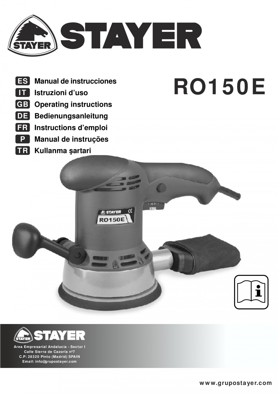Pagina 1-Slefuitor rotoorbital 450 W - Manual STAYER RO 150 E  Instructiuni montaj, utilizare Engleza,...