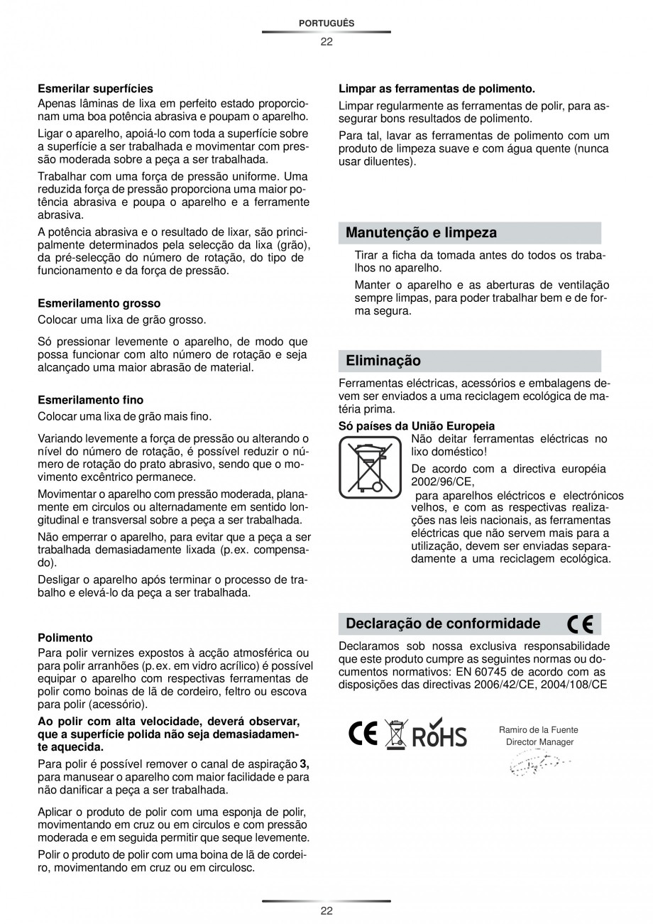 Pagina 23-Slefuitor rotoorbital 450 W - Manual STAYER RO 150 E  Instructiuni montaj, utilizare Engleza,...