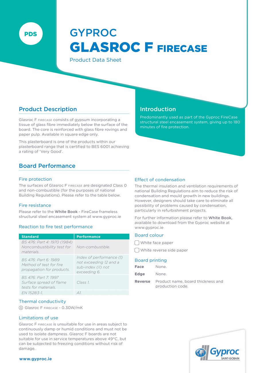 Pagina 1-Placa din gips-carton rezistenta la foc  Saint-Gobain Rigips Glasroc F Ridurit Fisa tehnica Engleza ...