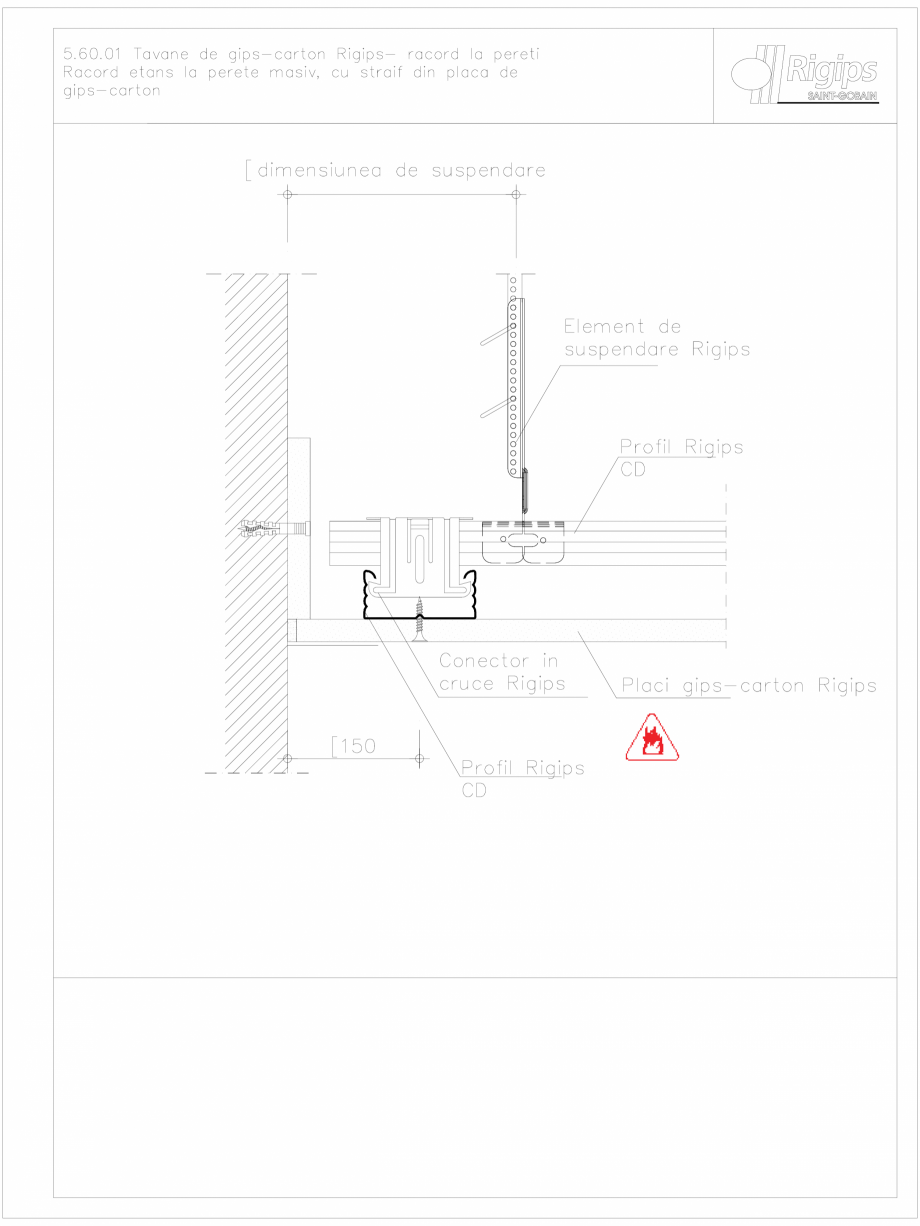 Pagina 1-CAD-DWG Tavane de gips-carton Rigips- racord la pereti 5.60.01 Saint-Gobain Rigips Detaliu de montaj...