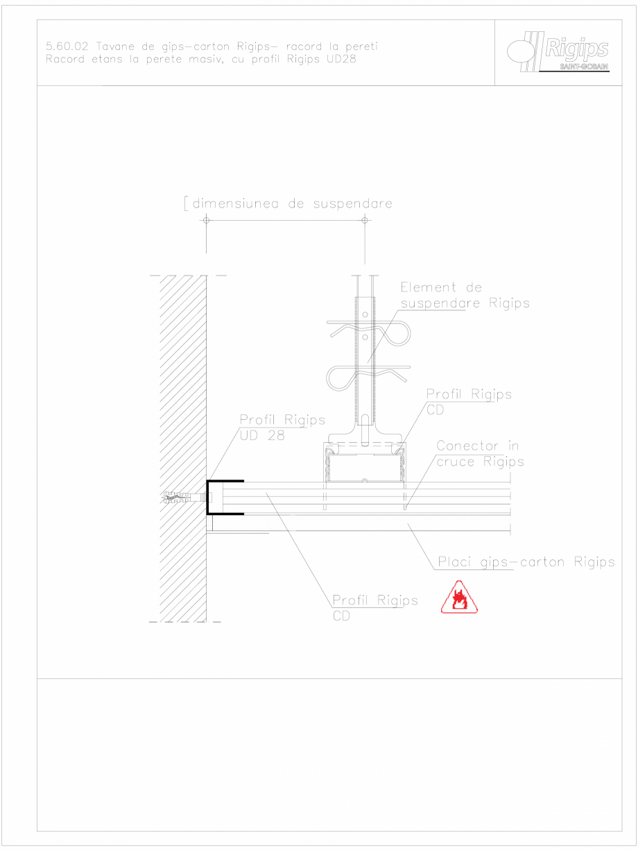 Pagina 1-CAD-DWG Tavane de gips-carton Rigips- racord la pereti 5.60.02 Saint-Gobain Rigips Detaliu de montaj...